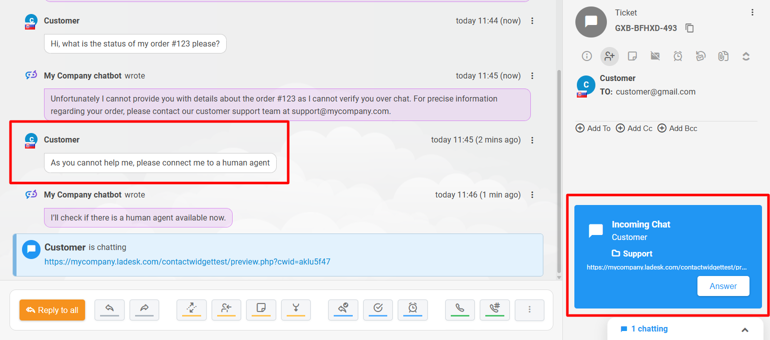 LiveAgent AI cilvēka nodošanas priekskats