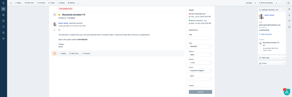 Freshdesk biļešu vide