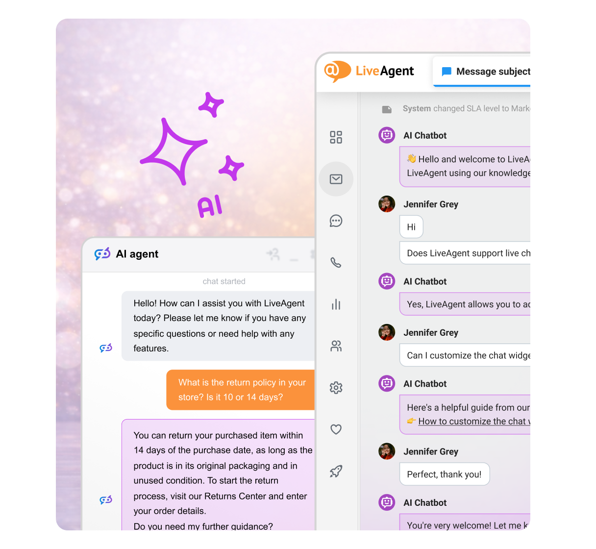 Saņemiet bezmaksas AI kredītus, kas vienādi ar 100% no jūsu mēneša LiveAgent abonēšanas maksas.