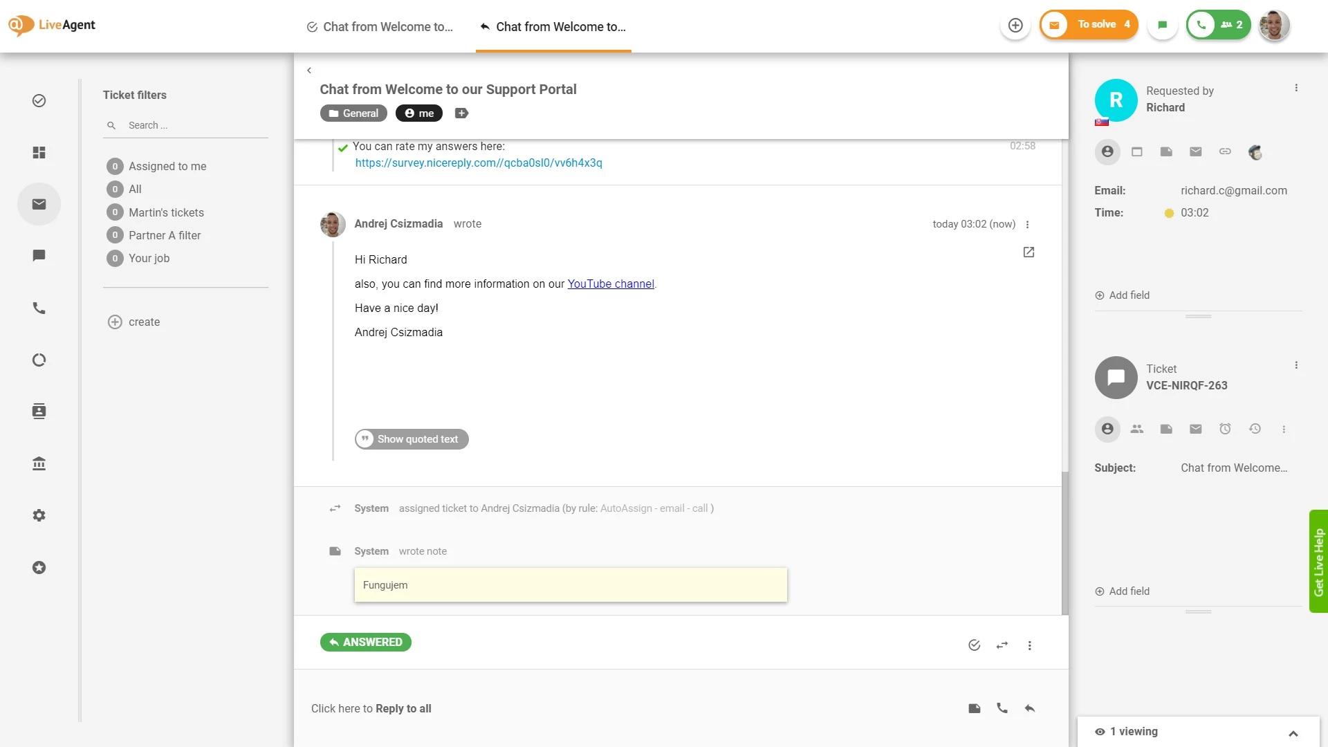 Biļešu sistēma LiveAgent