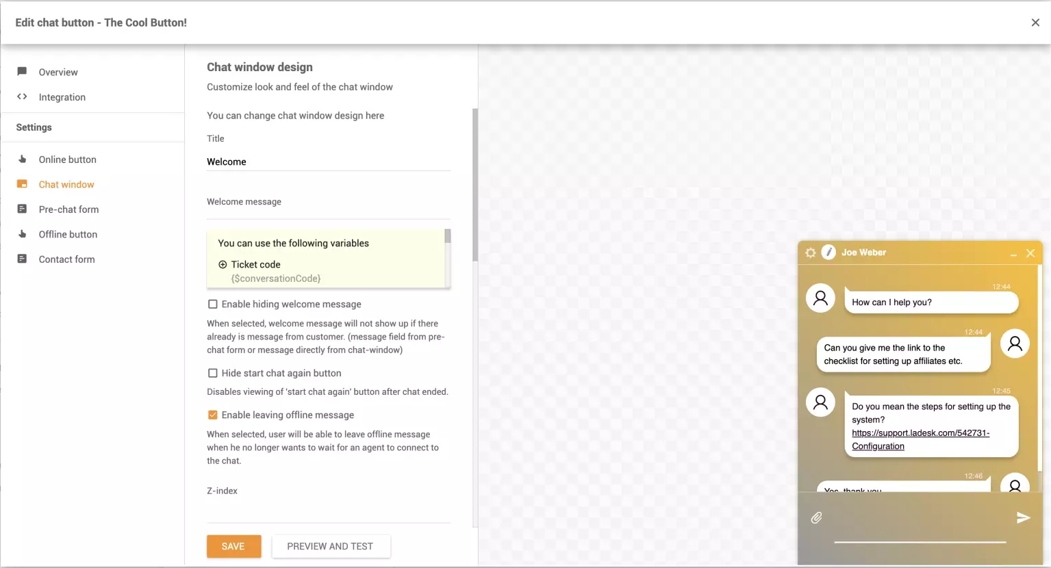 Pielāgojiet tērzēšanas logu