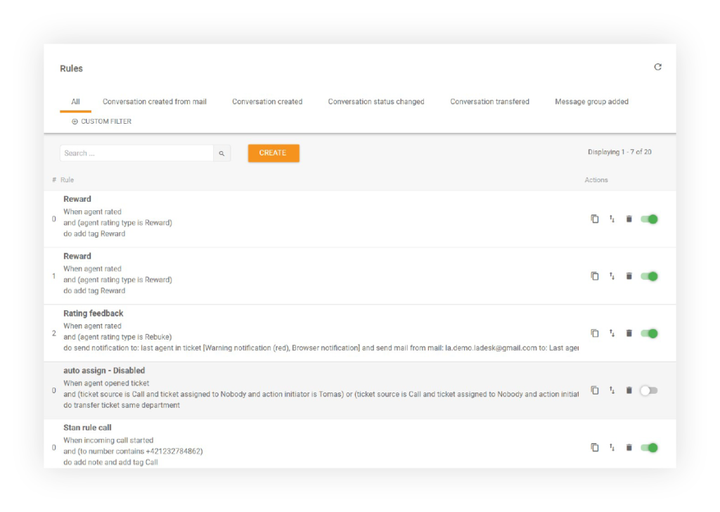 LiveAgent automatizācijas noteikumi