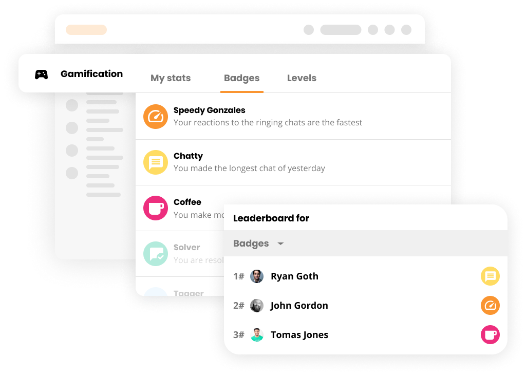 Gamifikācijas funkcijas vizuāls piemērs LiveAgent