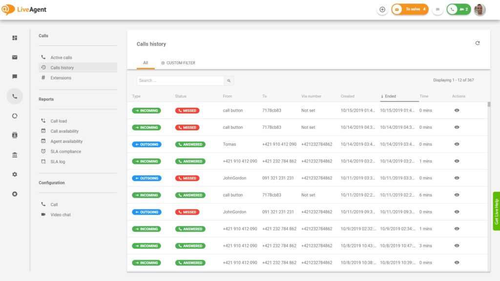 Zvanu centra pārskats - Liveagent