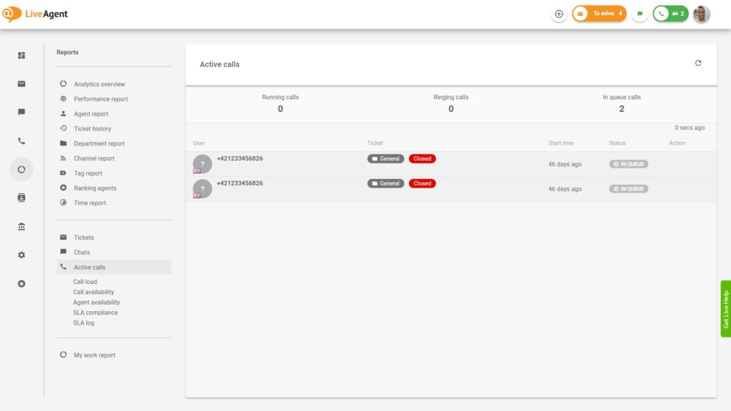 LiveAgent zvanu centra pārskats