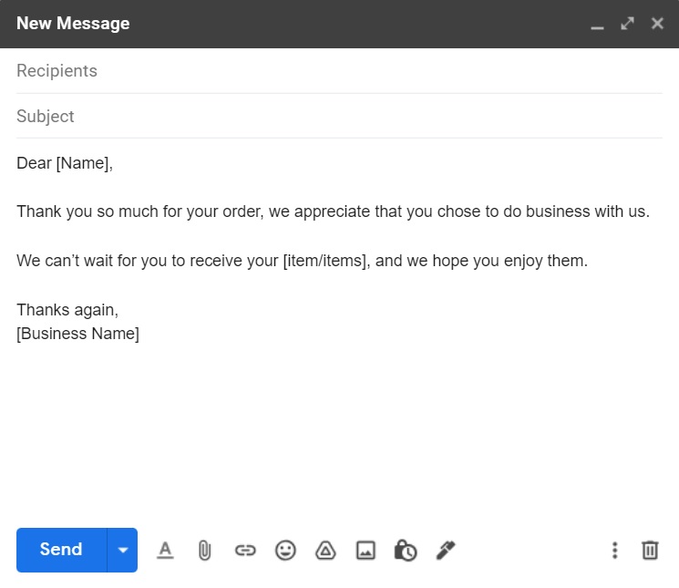 Pateicības e-pasta veidne