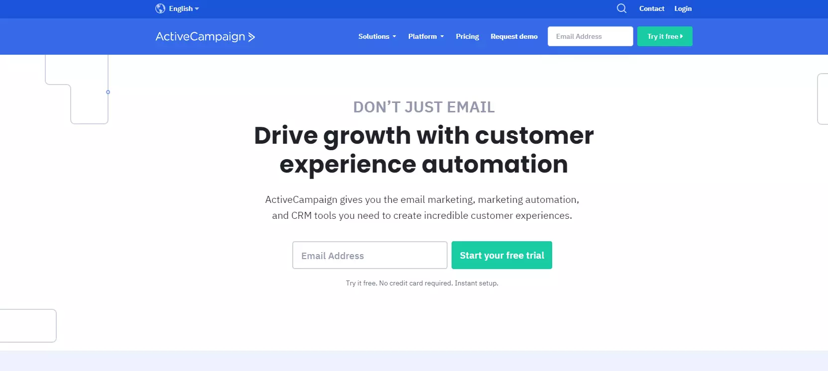 ActiveCampaign sākumlapa