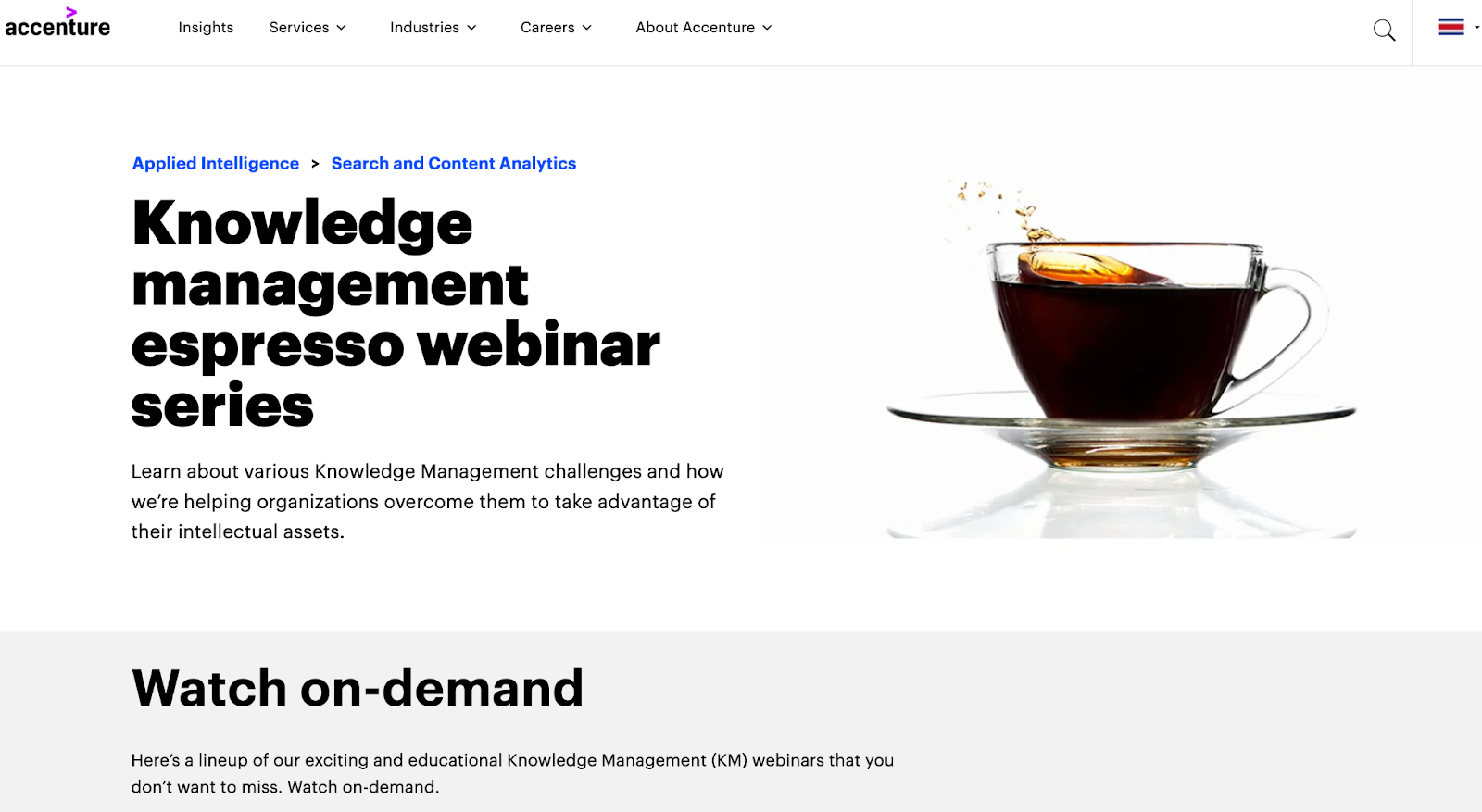 Accenture resursu ekrānuzņēmums, kas koplietots, izmantojot zināšanu pārvaldību