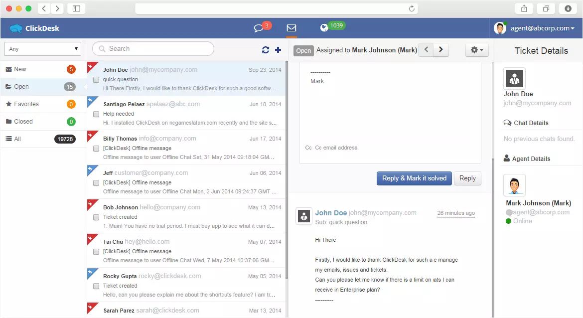 ClickDesk informācijas panelis un tiešā tērzēšana