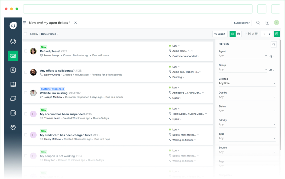 FreshDesk atvērtās biļetes
