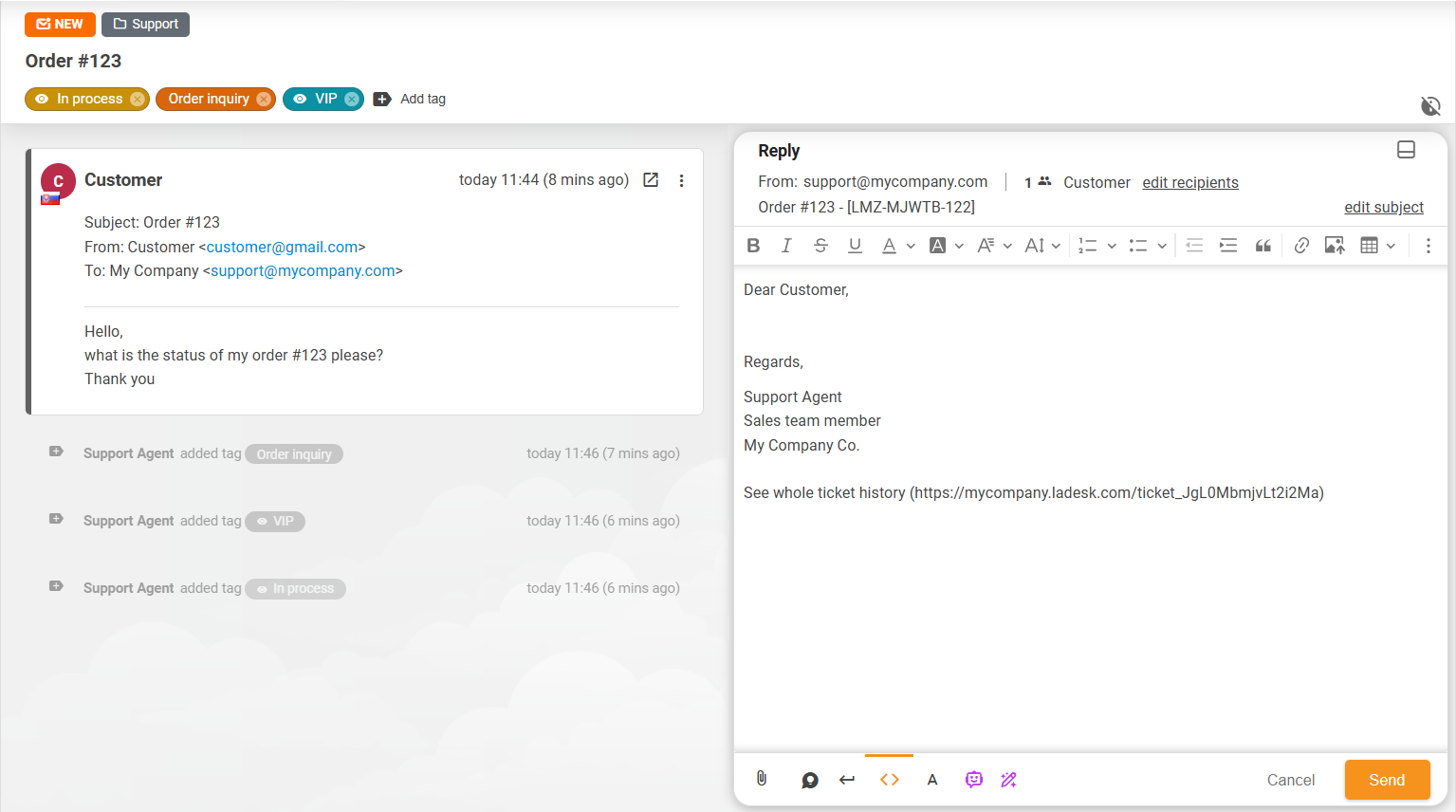 Uzlabots biļešu izkārtojuma skats LiveAgent