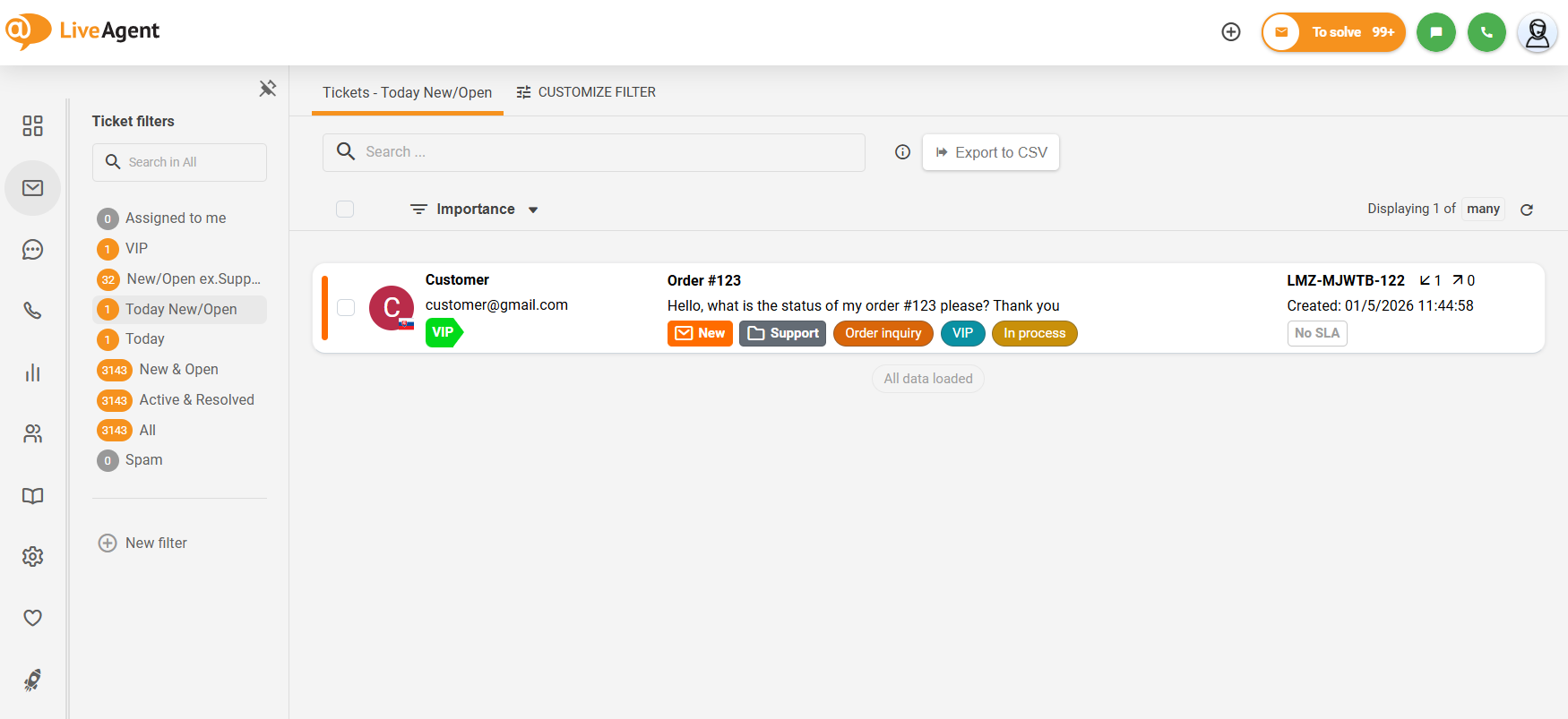 Sabrūkošā apakšizvēlne LiveAgent pārskats