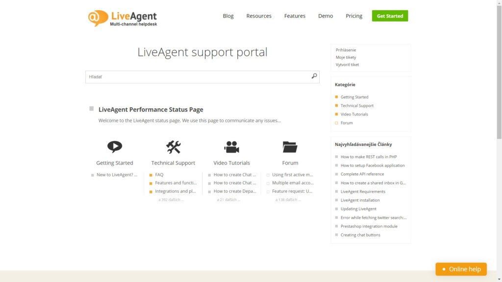 LiveAgent atbalsta portāls. Lielisks piemērs viegli meklējamai zināšanu bāzei.