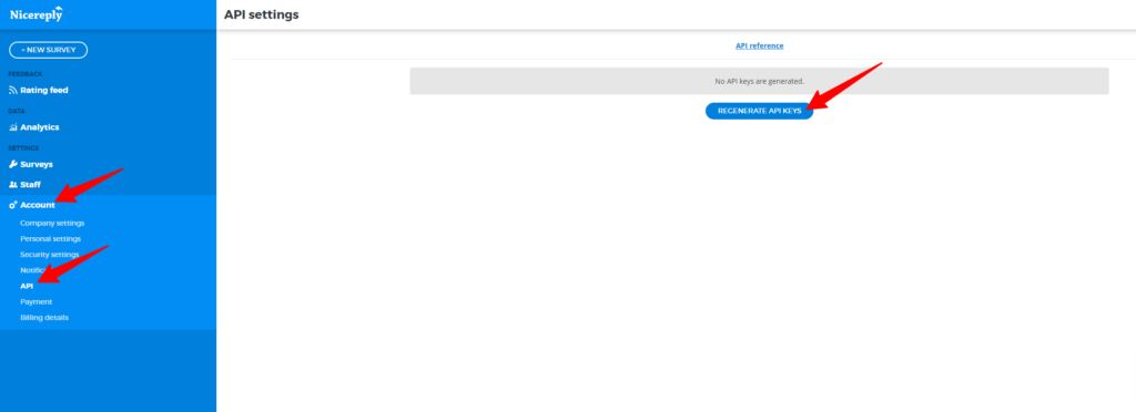 Kā ģenerēt API atslēgu Nicereply kontā