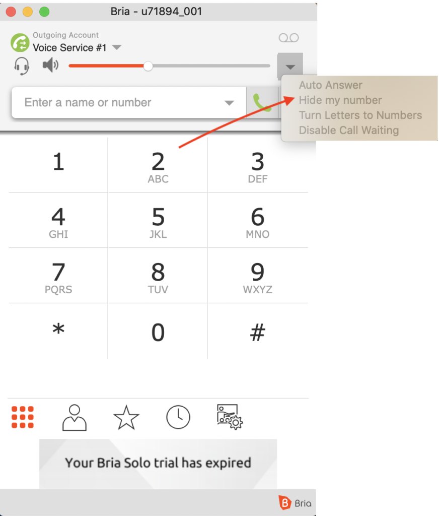 Bria bezmaksas softphone funkcijas