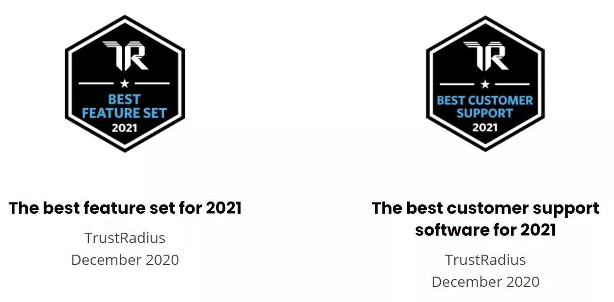 TrustRadius LiveAgent balvas