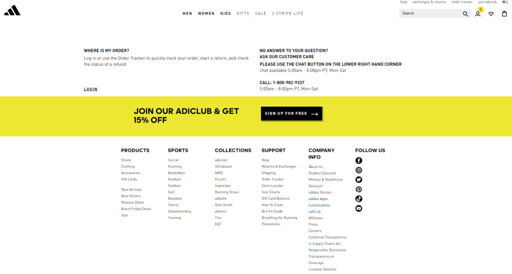 Adidas klientu atbalsts