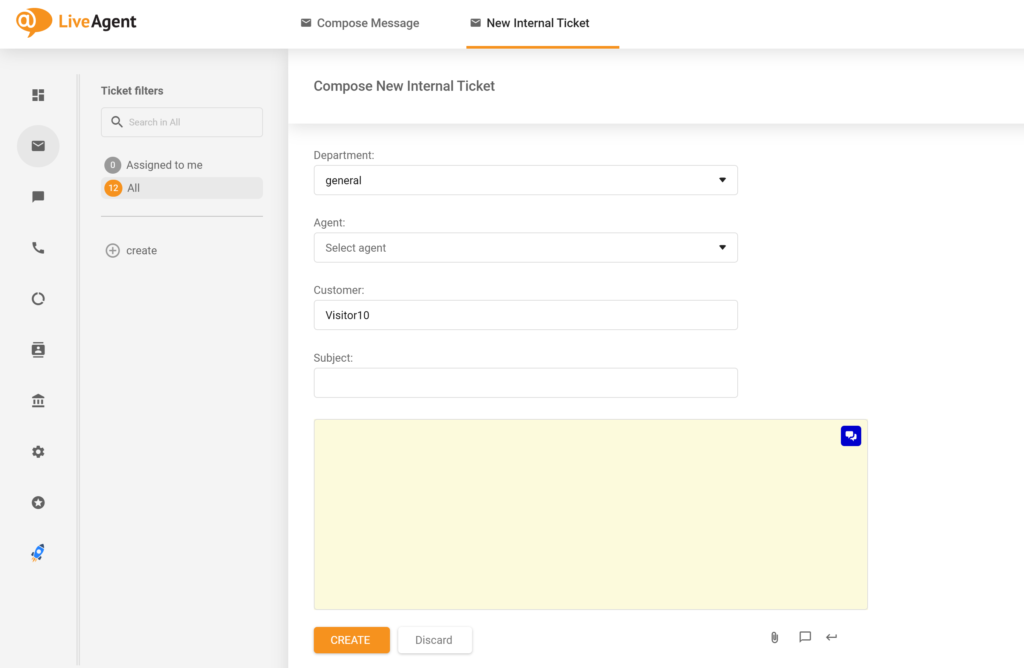 Attēls, kas parāda veco Aģents lauka nosaukumu, kuru jaunajā LiveAgent atjauninājumā aizstāja Piešķirt aģentam