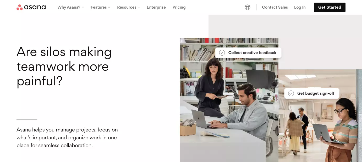 Asana sākumlapa - uzlabojiet efektivitāti jūsu organizācijā, uzlabojot komandas sadarbību, organizējot darbu un uzturot pārredzamību.