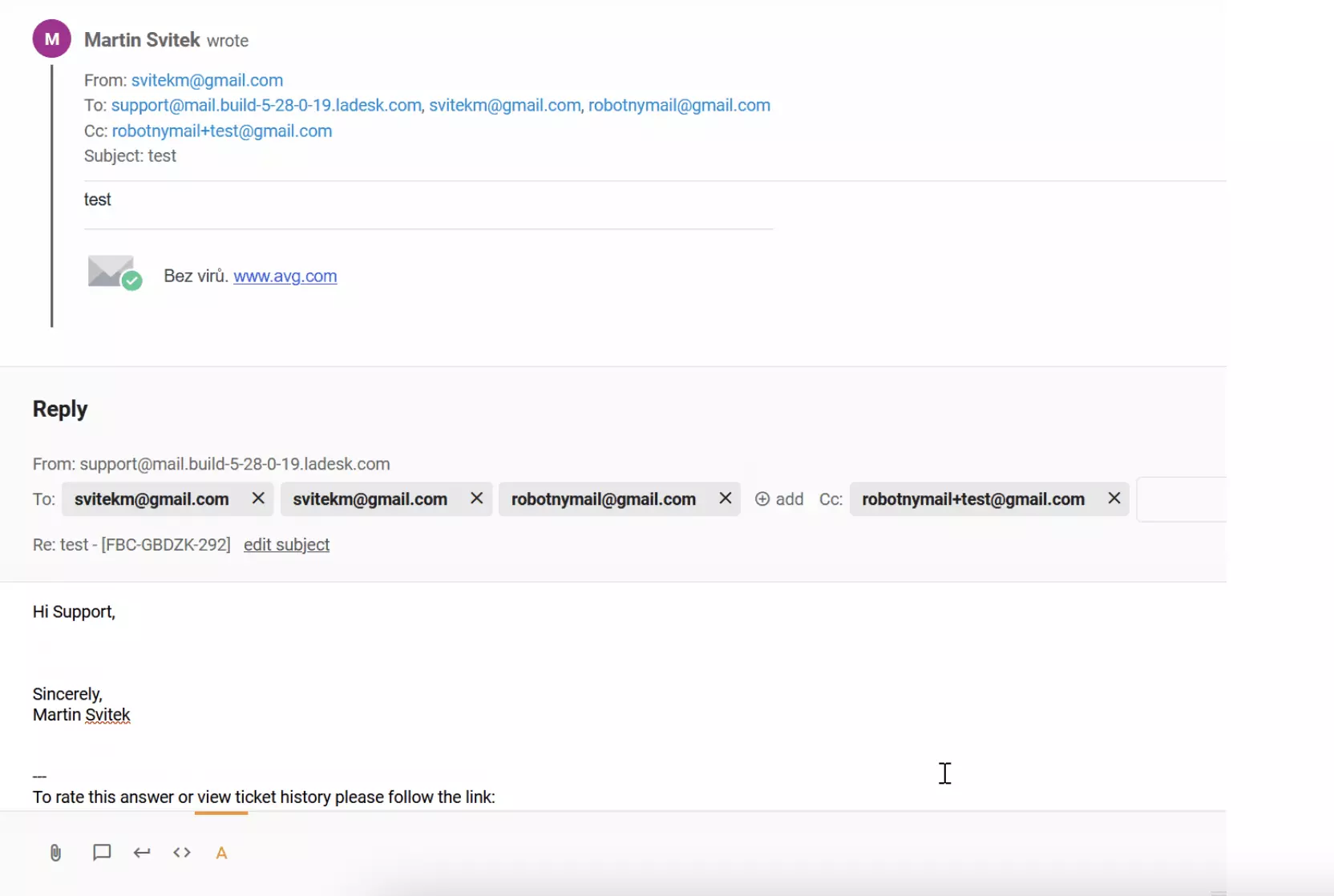 Kļūda ar dublikātu saņēmēju cc LiveAgent biļetēs