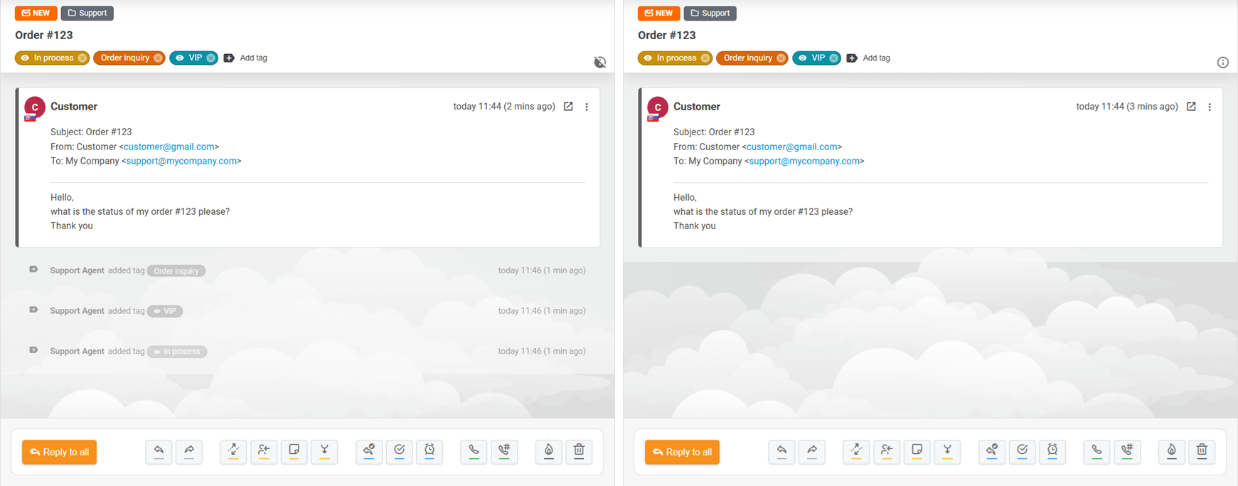 Opcija paslēpt sistēmas ziņojumus biļetē