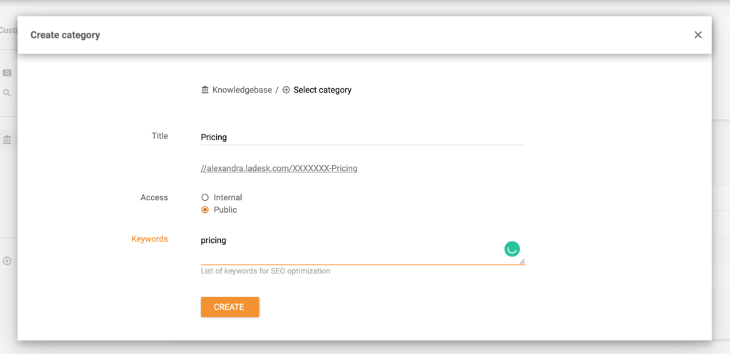 Zināšanu bāzes kategorijas izveide LiveAgent