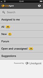 LiveAgent iOS lietotnes interfeiss - Biļešu pārvaldība