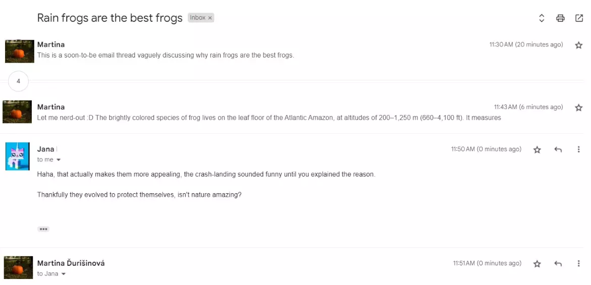 E-pasta vēstule, kas sastāv no vairākiem ziņojumiem, kas apspriež vienu un to pašu tēmu.