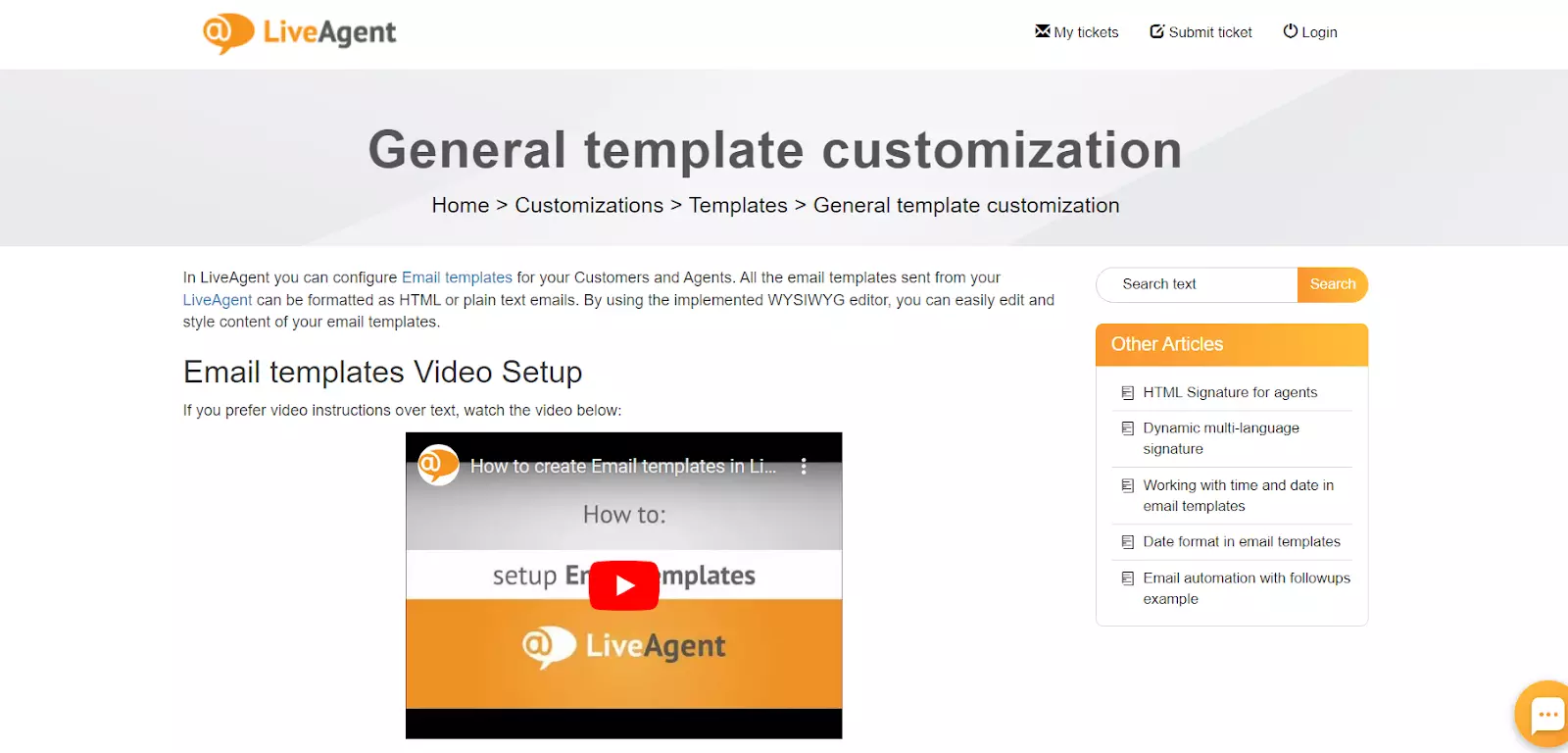 LiveAgent's guide to general template customization