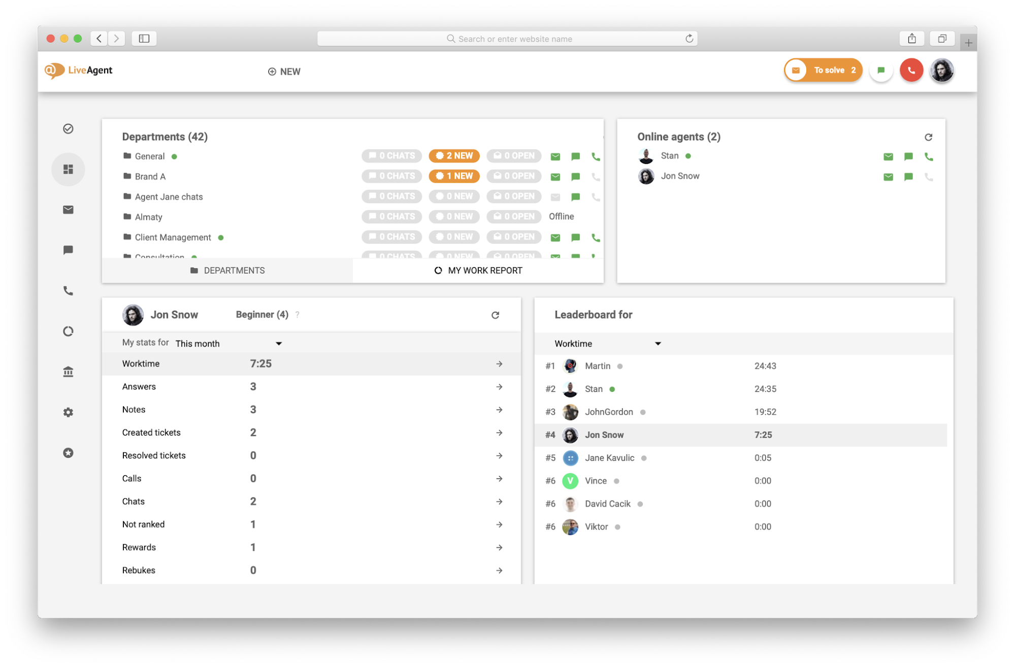Rindas garuma iestatīšana LiveAgent