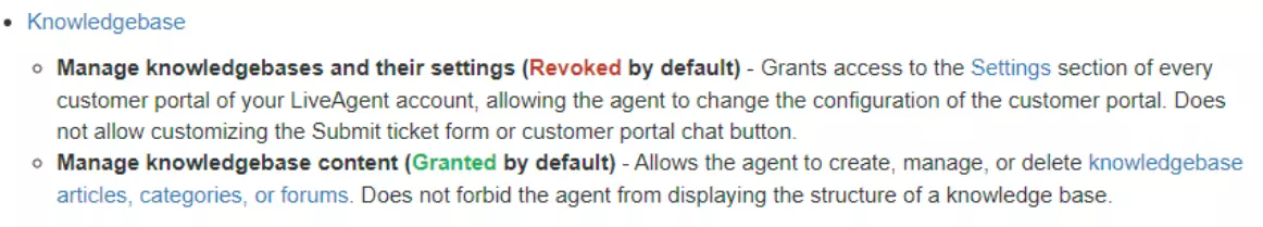 Attēls ar dažādiem lietotāju atļauju piemēriem zināšanu bāzē