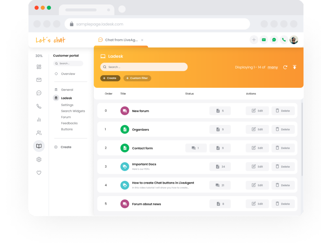 LiveAgent zināšanu bāzes atbalsta portāls