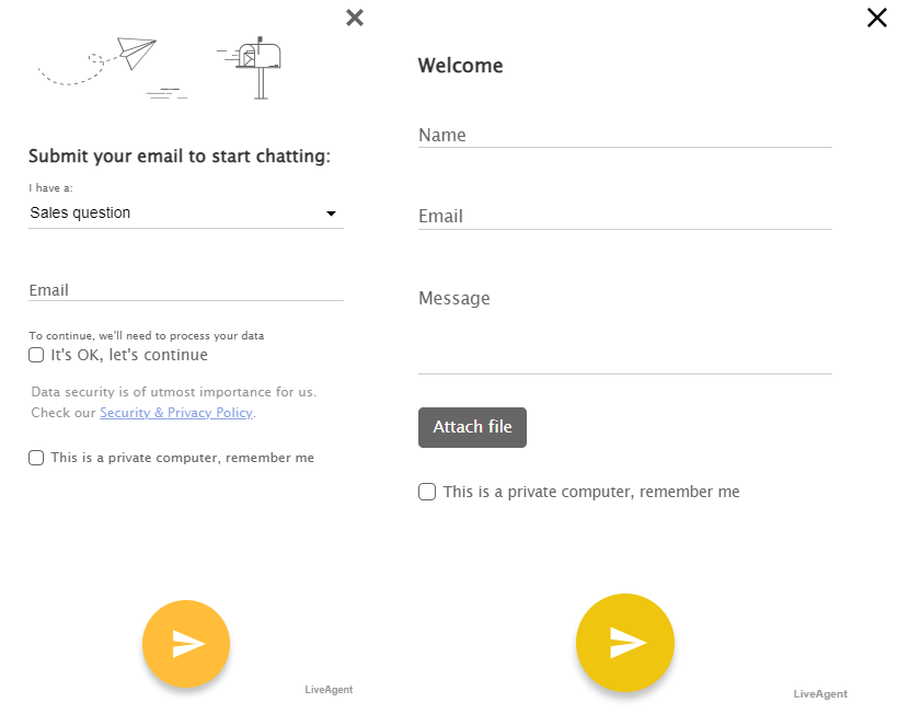 Aptauju logi pirms čata, parādot, kāda veida informāciju var pieprasīt.