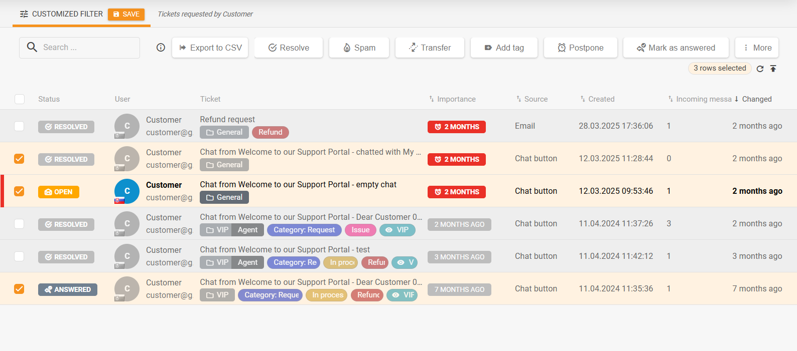 Pārveidots masveida darbību panelis biļešu sarakstā un integrētas visbiežāk izmantotās biļešu darbības