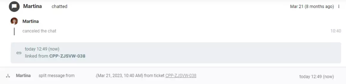 Klientu komunikācijas sadalīšana divās atsevišķās biļetēs LiveAgent