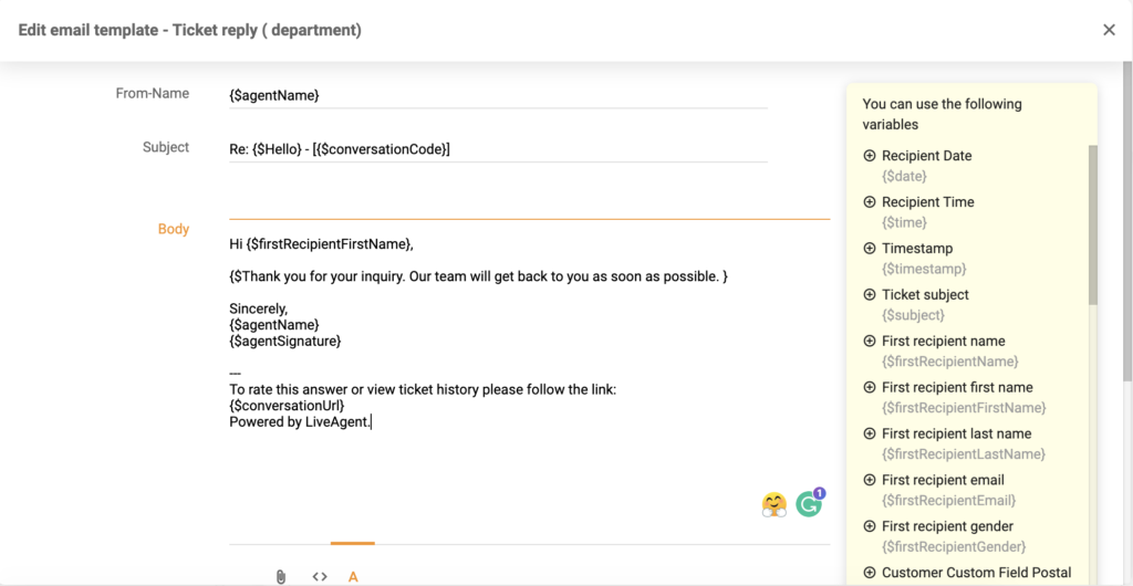 Jaunais veidņu redaktors LiveAgent 5.26