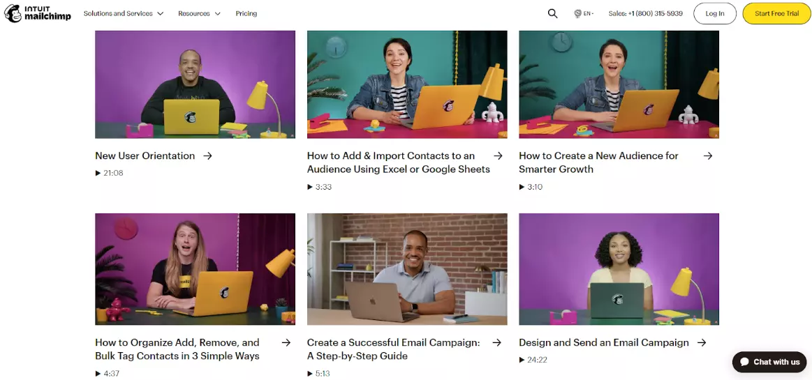 Mailchimp interaktīvais zināšanu bāzes saturs