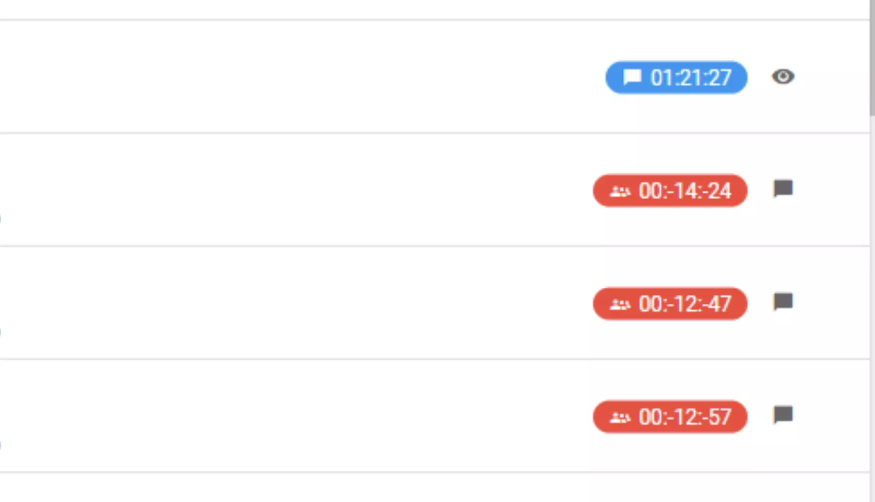 Attēls, kas parāda kļūdu ar negatīvām laika vērtībām čata sesiju laikā iepriekšējās LiveAgent versijās