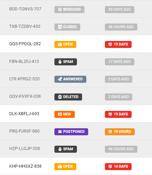 Jaunas biļešu statusu ikonas LiveAgent