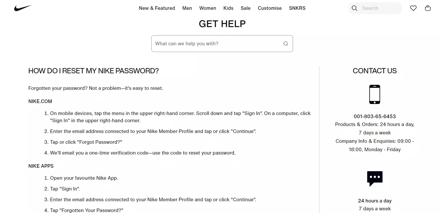 Nike ērta kontaktinformācija