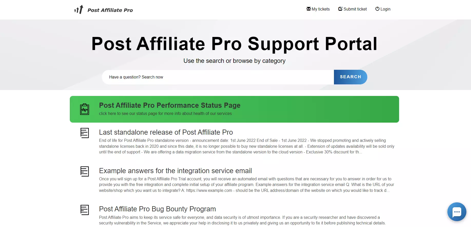 Post Affiliate Pro atbalsta portāls