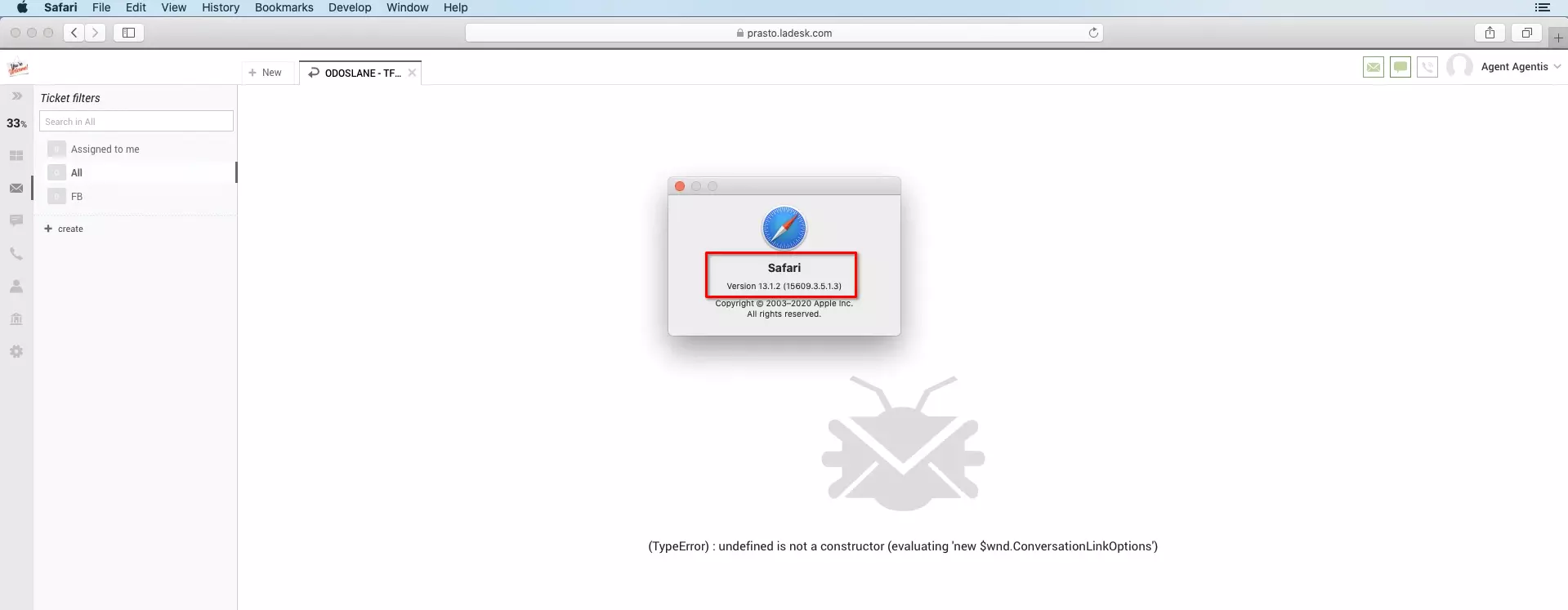 LiveAgent Safari pārlūkos pēc atjauninājuma
