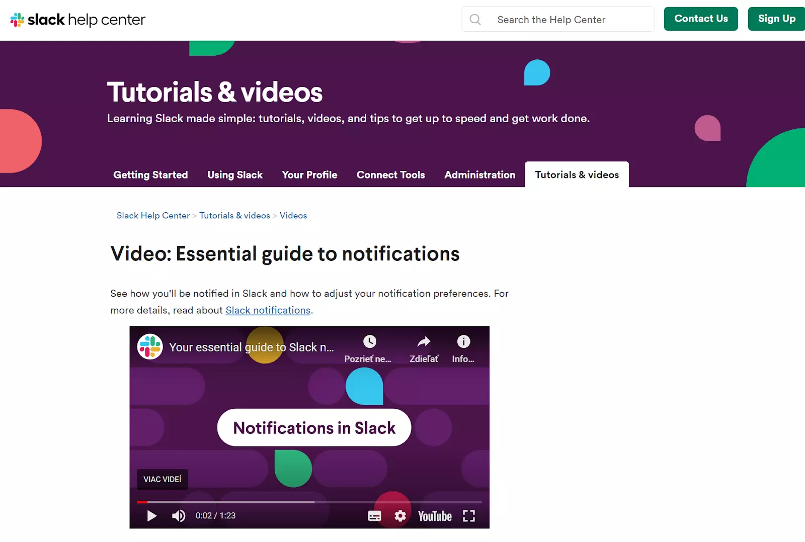 Slack video zināšanu bāzes piemērs