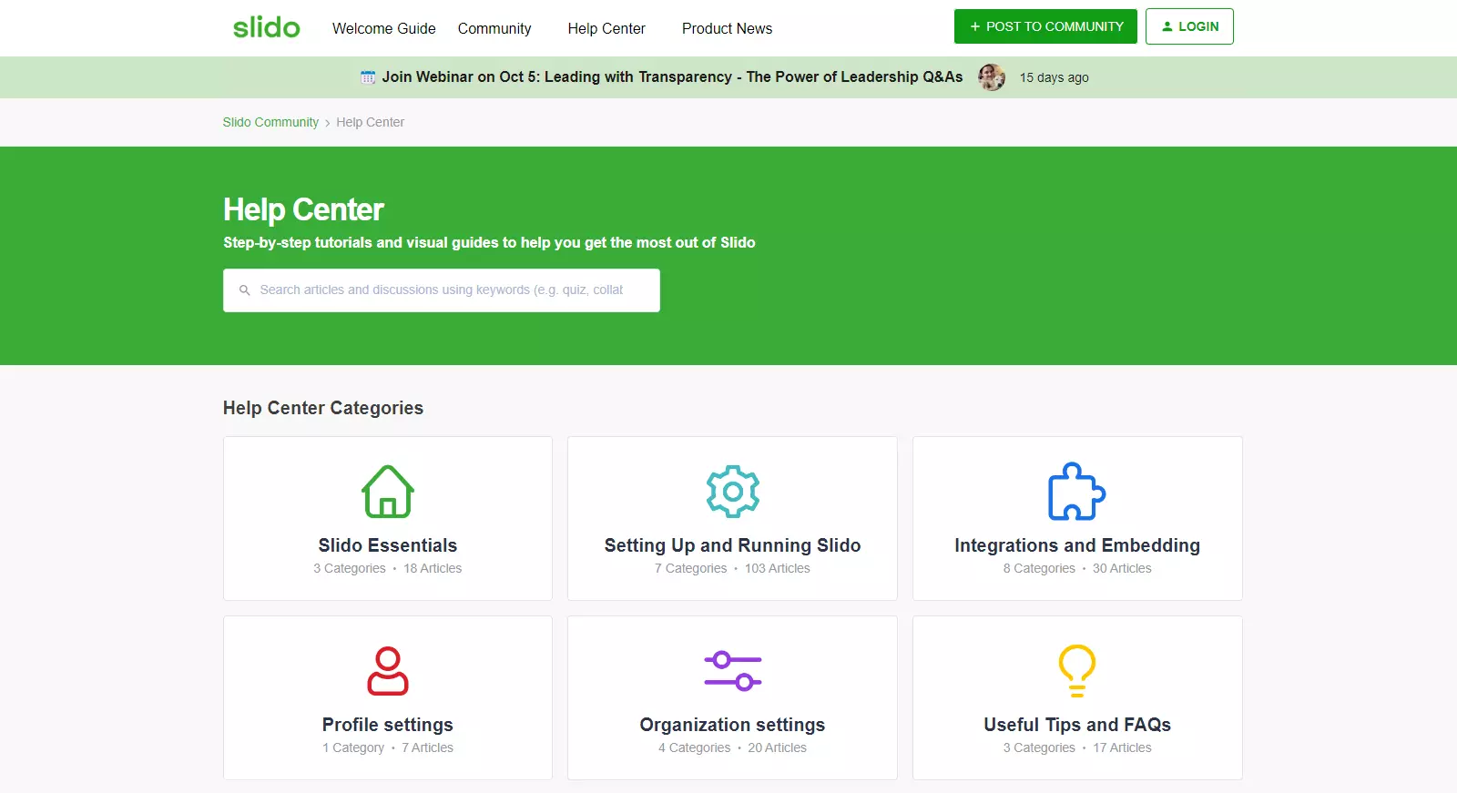 Slido palīdzības centrs