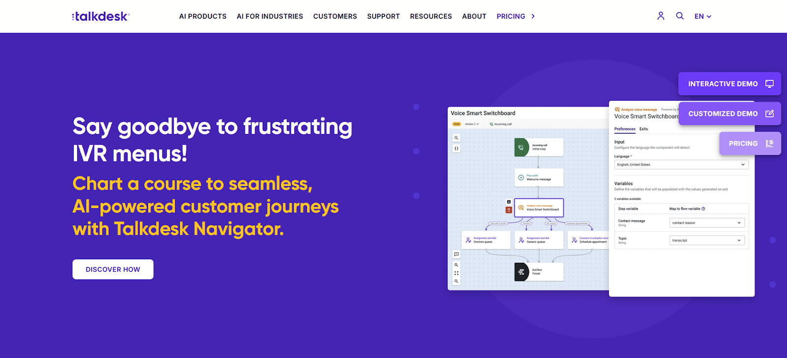 Talkdesk zvanu centra programmatūras sākumlapa