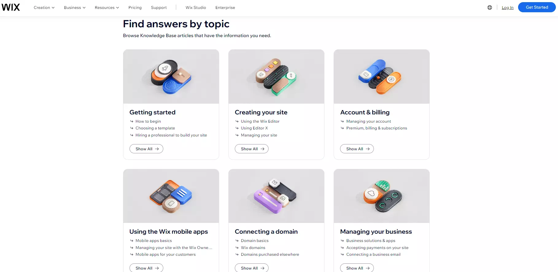 Wix zināšanu bāzes kategorizācija