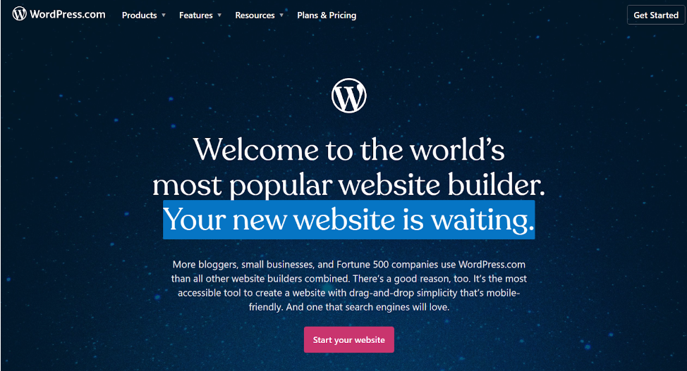 WordPress sākumlapa