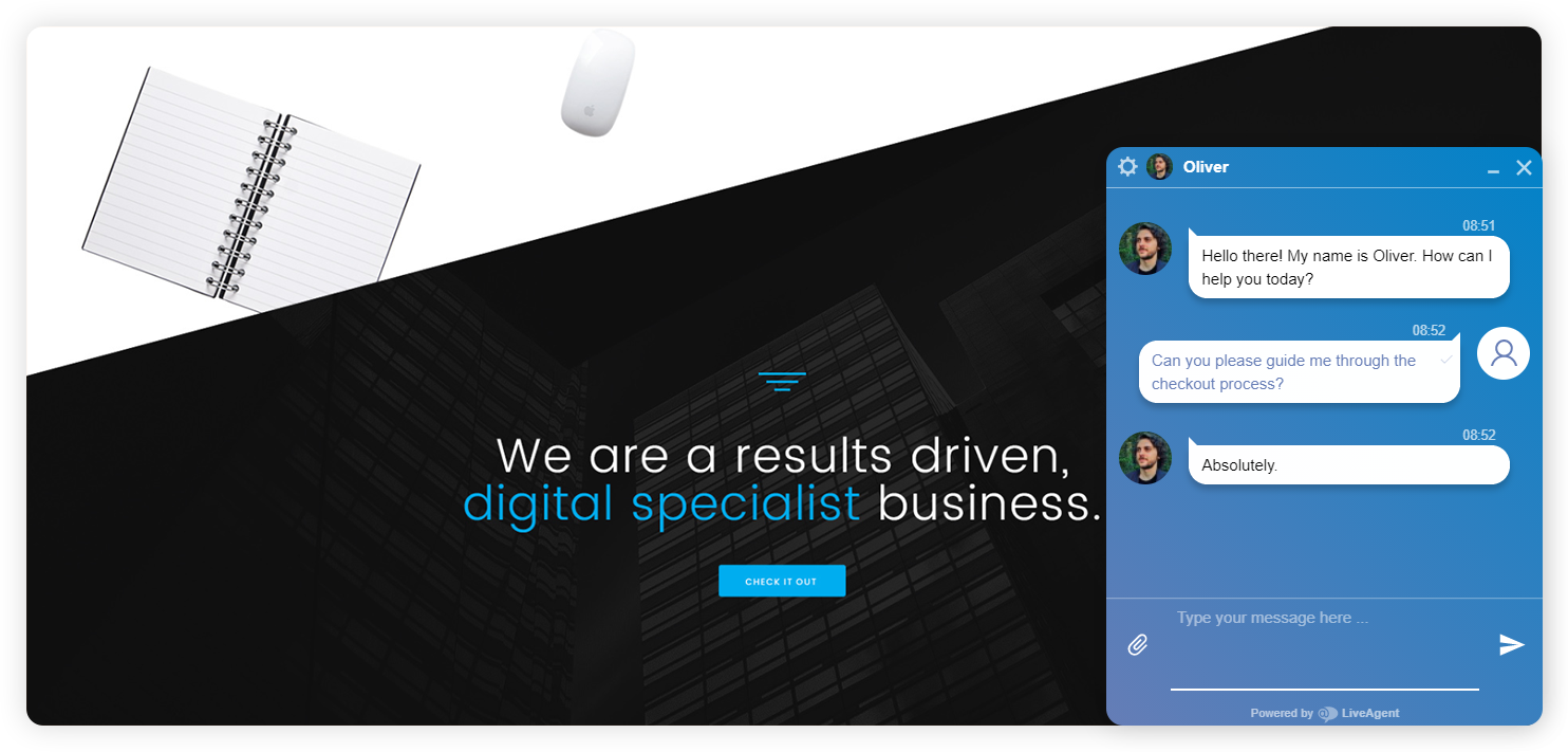 Uzņēmuma tiešā čata sarunas piemērs