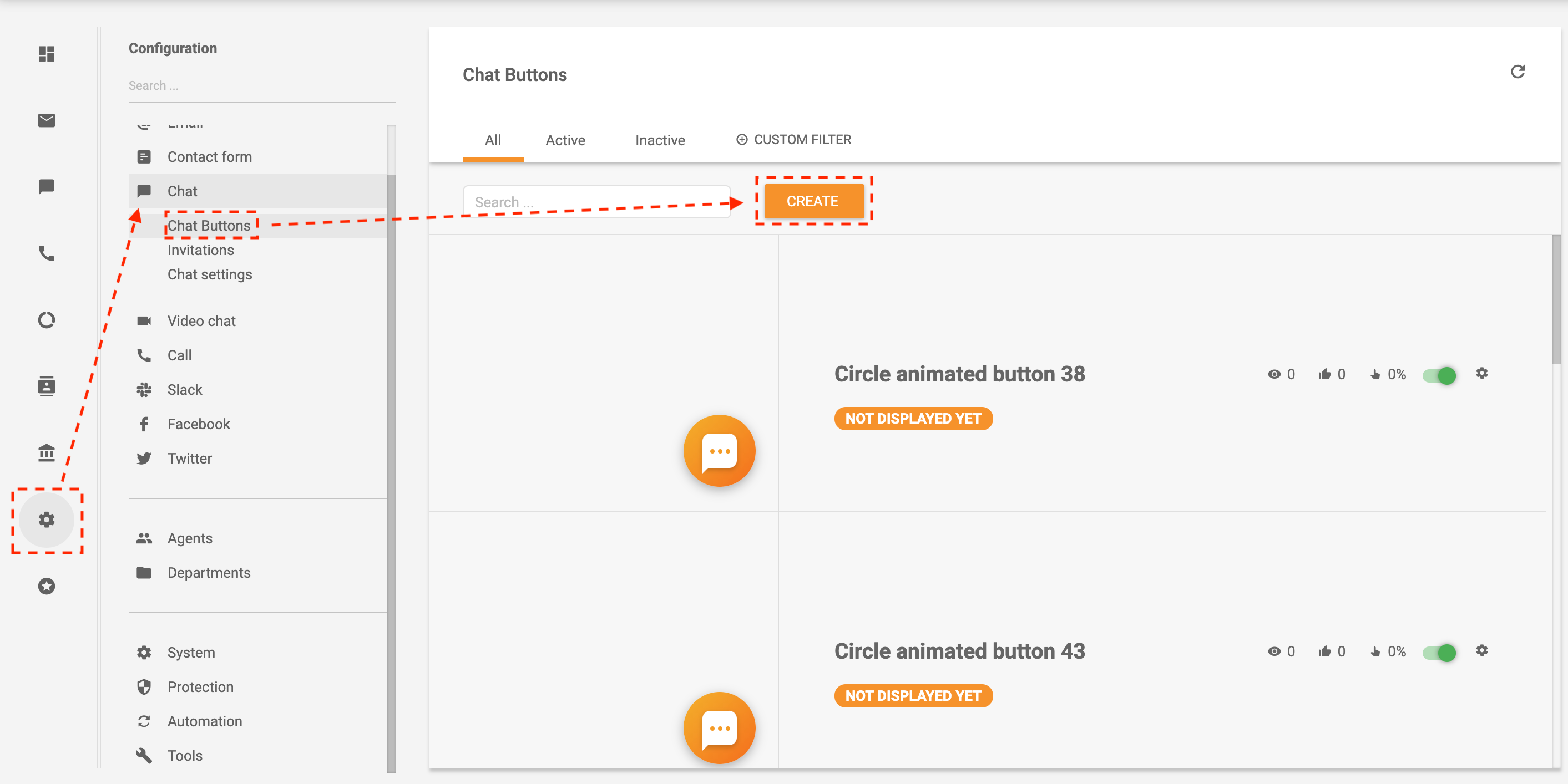 Piemērs, kā izveidot čata pogu