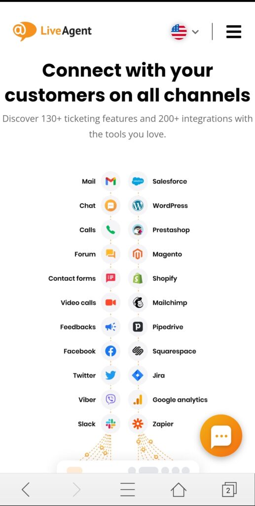 LiveAgent mobilā sākumlapa